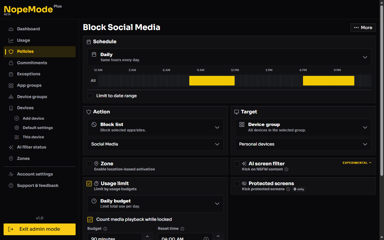 Block apps, websites, and more
